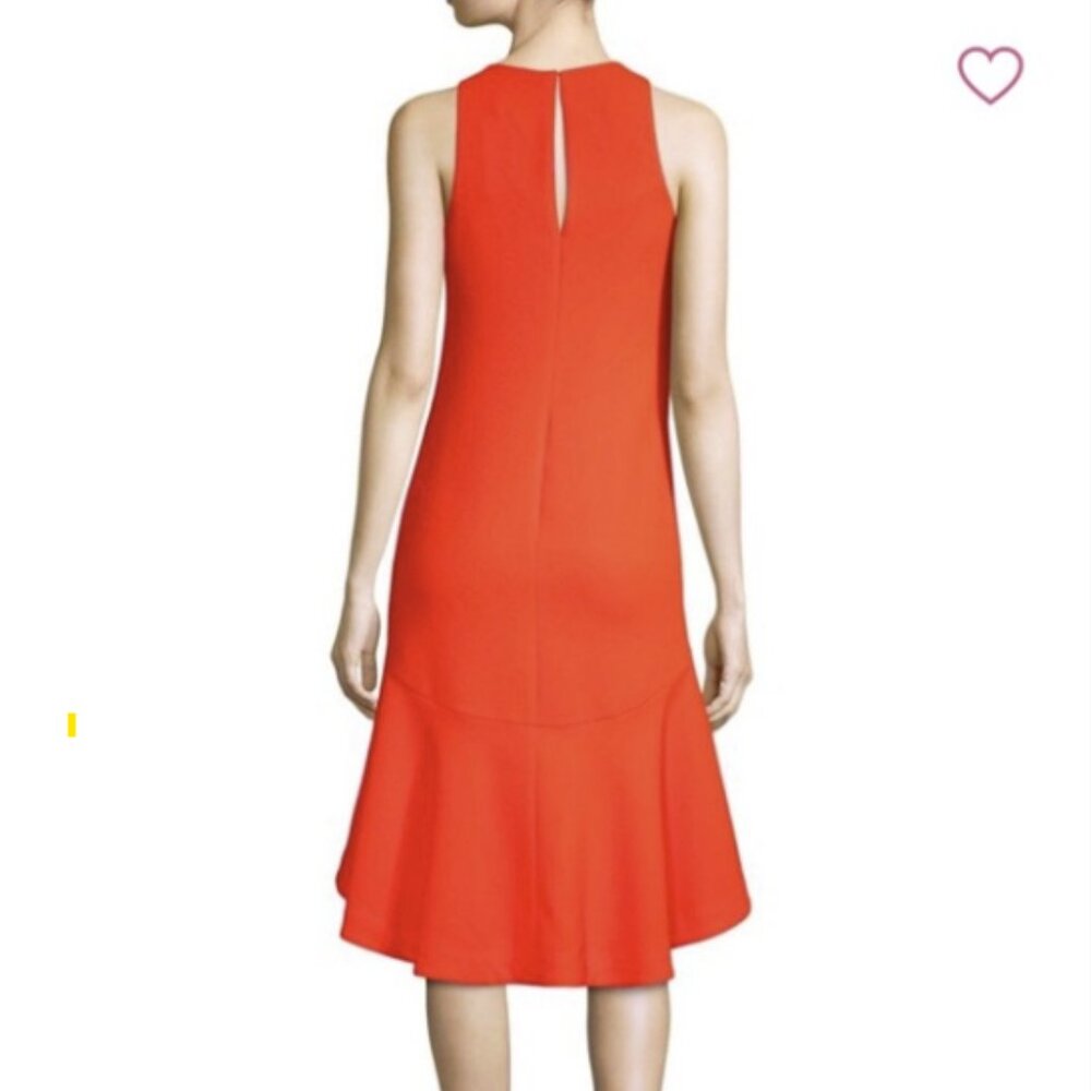 Trina Turk PETAL Lady Bug Coral Red Orange Crepe Sleeveless Keyhole Dress Sz 6 - Picture 3 of 16